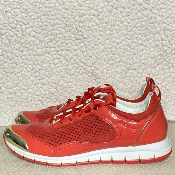 Geox Womens Respira Orange/Gold Casual Athletic Breathable Sneakers Shoes SZ 7 - Picture 2 of 12